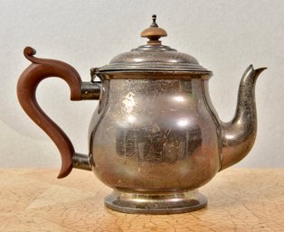 Silverplate Teapot With Wooden Handle