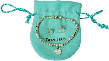 Tiffany & Co. Dainty Sterling Silver Return To Tiffany Heart Pendant, Bracelet And Earrings