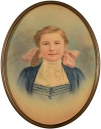 78/316 Portrait Of A Young Woman In Antique Brass Oval Frame