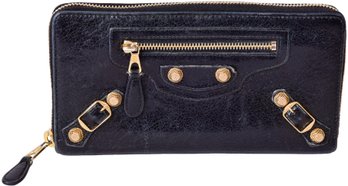 Balenciaga Black Leather Continental Zip-around Wallet