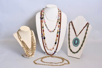 Collection Of Eight Vintage Costume Necklaces