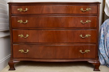 Mahogany Four Drawer Dresser With Brass Pull Handles