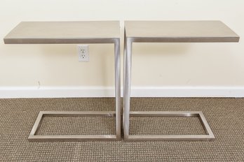 Pair Of Brushed Chrome End Tables