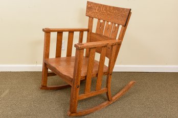 Antique Phoenix Chair Company Arts And Craft Oak Rocking Chair #1443