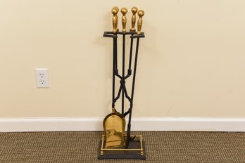 Three Piece Fireplace Tool Set With Holding Stand