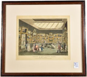 93/331 Rowlandson 1808 Framed Aquatint Titled 'Exhibition Of Watercoloured Drawings, Old Bond St.'