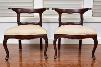 Pair Of French Style Upholstered Chairs With Wood Frames