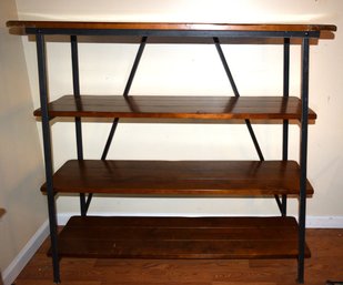 Classic Pottery Barn Black Metal & Cherry Stained Wood Bookshelf