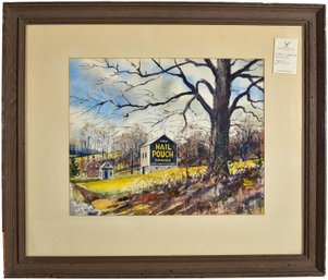 109/7222 Signed Fred Bees Watercolor Painting Dated 1969