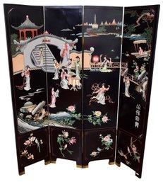 Chinese Coromandel Lacquered Four Panel Screen