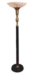 Figural Brass Torchiere Floor Lamp