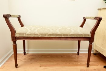 Harris Marcus Louis XVI Style Upholstered Arm Bench - Made In Italy