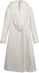 Sophia Cashmere Princess Cut Cashmere And Wool Off-white Coat With Fox Fur Collar (Size 4)