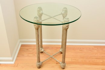 Iron Glass Top Side Table