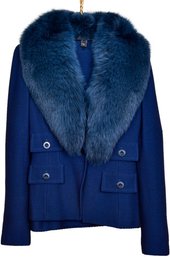 St. John Knit Skirt Suit WIth Fox Fur Collar (Size 4)