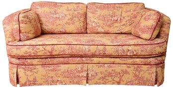 Sherrill Furniture Single Cushion Settee Upholostered In A Beautiful Toile Fabric (1 Of 2)