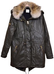 Women's SAM NYC Waxed Parka With Fur Lined Hood