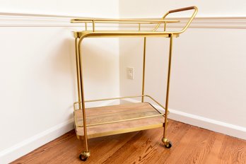 Vintage Brass Bar Cart On Casters