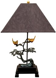 Frederick Cooper Birds On Tree Sculptural Brass And Bronze Table Lamp