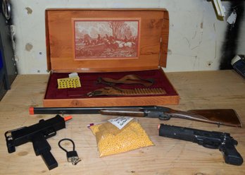 Lot Of Two Air Guns And Air Rifle With A Partially Complete Toy Gun Set