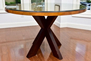 Round Wood Dining Table With Glass Top