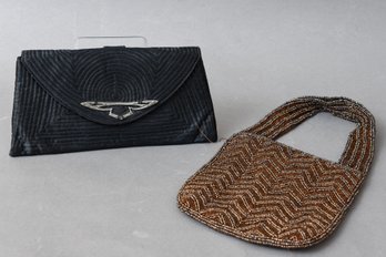Pair Of Silk And Beaded Evening Handbags