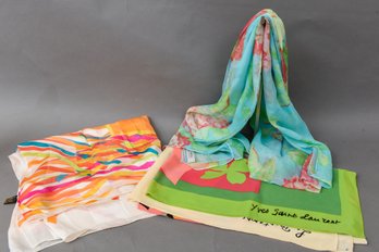 Collection Of Three Silk Scarves - Yves Saint Laurent, Teri Jon And More