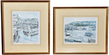 Pair Of Signed Glyn Martin Prints Titled 'St Ives Cornwall' And 'Menagissey'