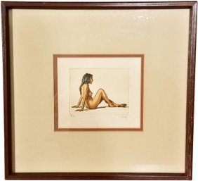 Signed Framed Nude Female Mixed Media Art