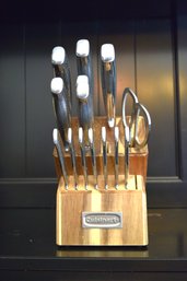 Cuisinart Knife Set In Heavy Wooden Block With Shears- Incomplete Set