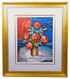 Signed Bruno Perino Framed Limited Edition Color Lithograph Titled ' Perino Coquelicots'