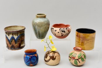 Collection Of Seven Pottery Pots And Vessels