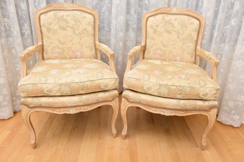 Pair Of Henredon Custom Folio Collection Feather Down Upholstered Arm Chairs