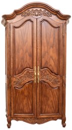 Vintage Carved Wood Wardrobe Armoire With Interior Mirrors