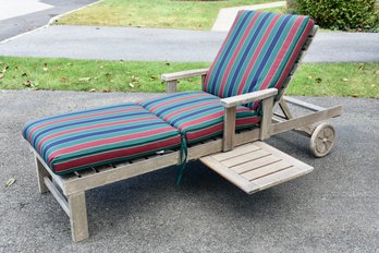 Wood Classics Teak Adjustable Lounger With Cushion And Removable Beverage Tray