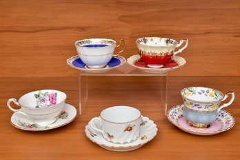 Collection Of Five Assorted Tea Cups And Saucers