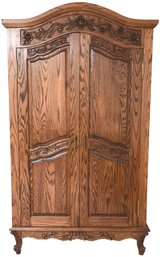 Tiger Oak Carved Wood Armoire (READ DESCRIPTION)