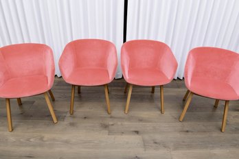 Set Of Four Blu Dot Modern Host Velvet Dining Chairs (RETAIL $2,400)
