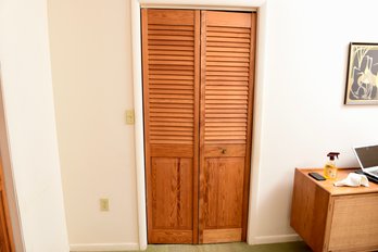 Pair Of Wooden Mid-Century Louver Two Panel Doors