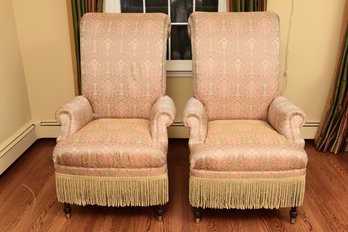 Pair Of Lillian August Collection Conolly Chairs With Fringe By Drexel Heritage