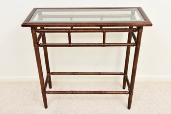 Bamboo Style Glass Top Console Table