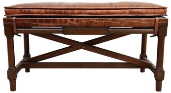 Stiles Brothers Serengeti Bench In Crocodile Embossed Leather