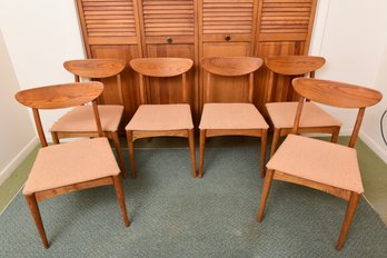 Set Of Six Mid-century Modern Teak Dining Chairs
