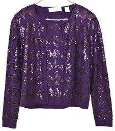 Dana Buchman Sparkly Sequined Two Piece Extra Fine Wool Tunic And Cardigan Set (Size Small)
