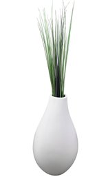 West Elm Large Ceramic Raindrop Vase With Faux Grass