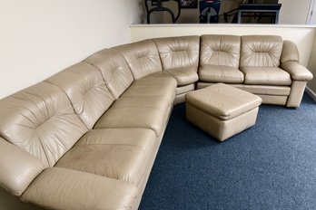 Vintage Coja Leatherline Of Canada Leather Sectional With Matching Ottoman