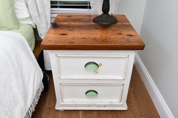 Knotty Pine Rustic Wood Two Drawer Night Table