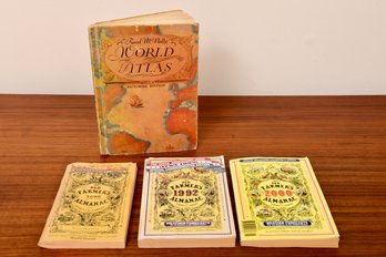 The World Atlas Pictorial Edition And The Farmers Almanac From 1976, 1992 And 2000