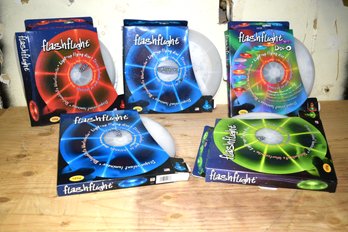 Five Flashlight Disc - O Light Up Flying Discs In Various Colors - NOS