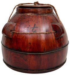 Chinese Signed Wooden Grain Container